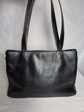 Italian Leather Muska Milano Black Pebbled Leather Large Tote Bag 100% Leather